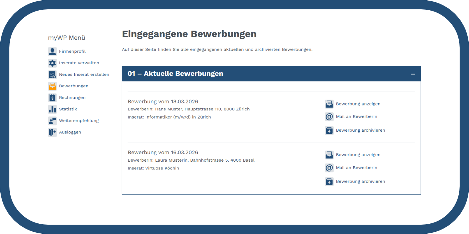 Bewerbungen verwalten bei Workpool